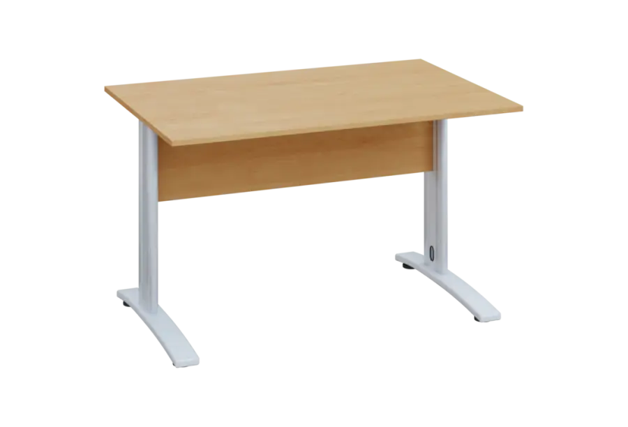 EPK 28 - 12 stůl kancelářský, kovová podnož bílá, deska 25 mm, široký 1200 mm, javor horský